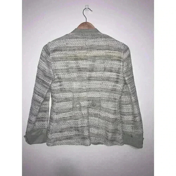 Armani Collezioni Womens Blazer Jacket Boucle Tweed Grey Blue Size 4 - Picture 3 of 11